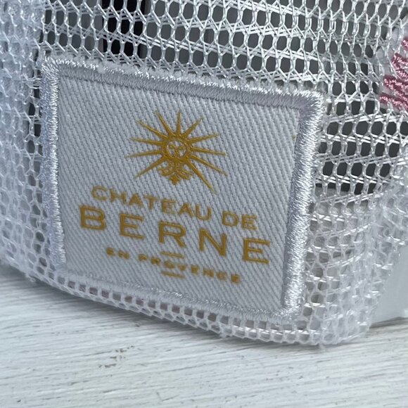 Chateau De Berne Trucker Hat Womens Pink White Embroidered Adjustable Snapback - Picture 7 of 8